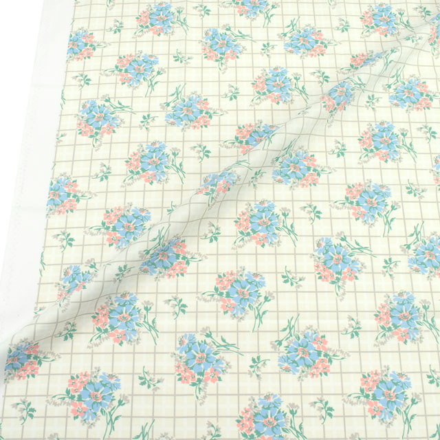 生地 FiN tex-フィンテックス- チェックフラワー 約140cm幅×50cmカット(OKF-024) 3GY.グレー 09Ae06_